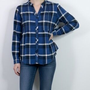 Anthropologie holding horses plaid button down flannel top size 2